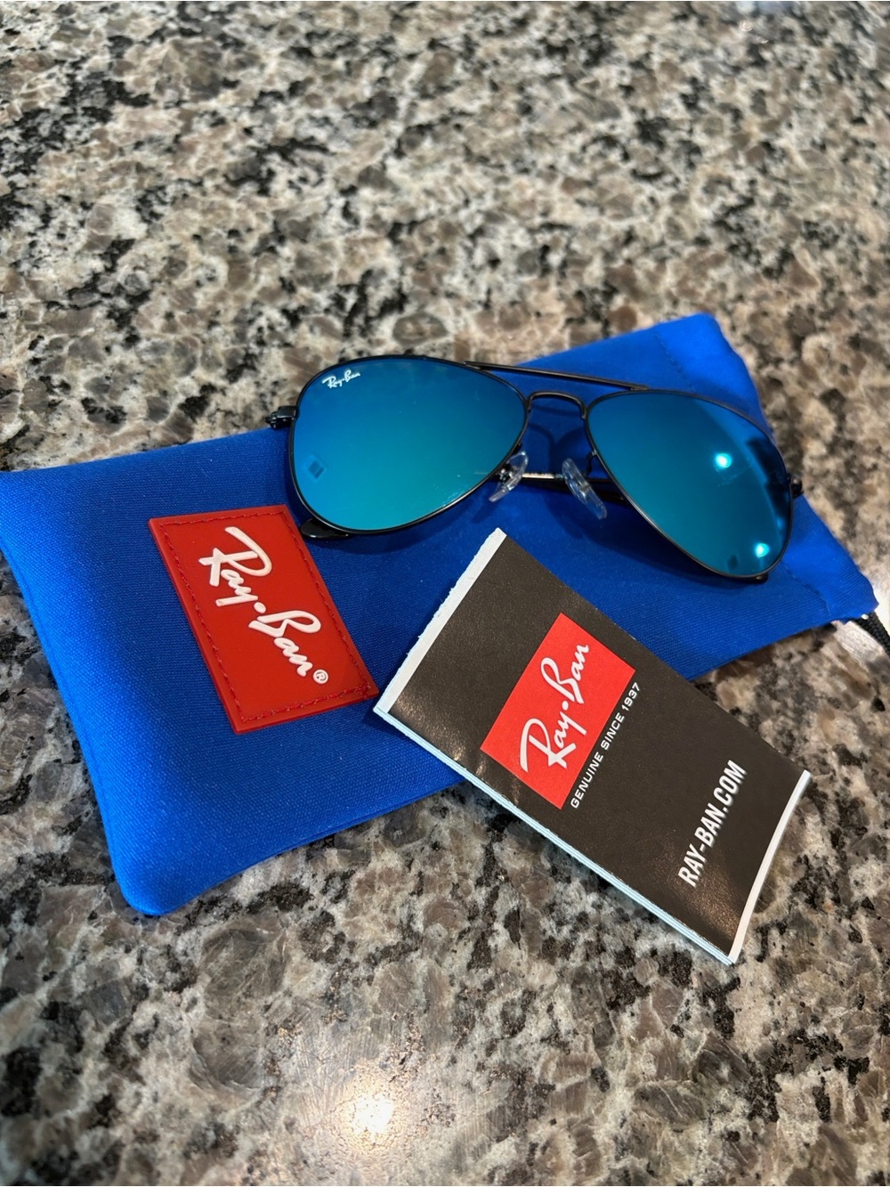 Ray-Ban Kids Blue Lens Black Frame Aviator Sunglasses